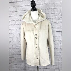 PURE.SIMPLE.NATURAL. SIZE‎ LARGE BEIGE POLYESTER LINED WOMEN’S  JACKET WITH HOOD